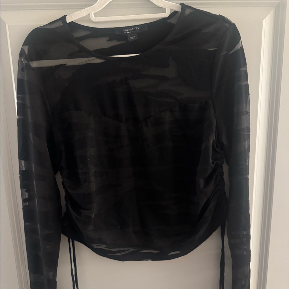 All Saints- Zebra Black Sheer Women's Top
